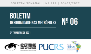 Observatório das Metrópoles Divulga Boletim sobre Desigualdade nas Metrópoles