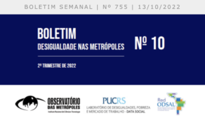 Boletim do Observatório das Metrópoles divulga novos dados sobre desigualdade nas metrópoles