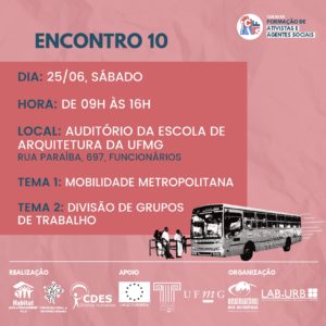 Décimo Encontro da 1ª Edição do Curso de Formação de Agentes Sociais na RMBH